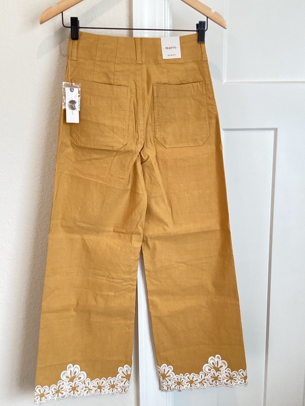 Anthropologie Colette Pants Maeve Embroidered Cropped Wide Leg High Rise New - Picture 6 of 11